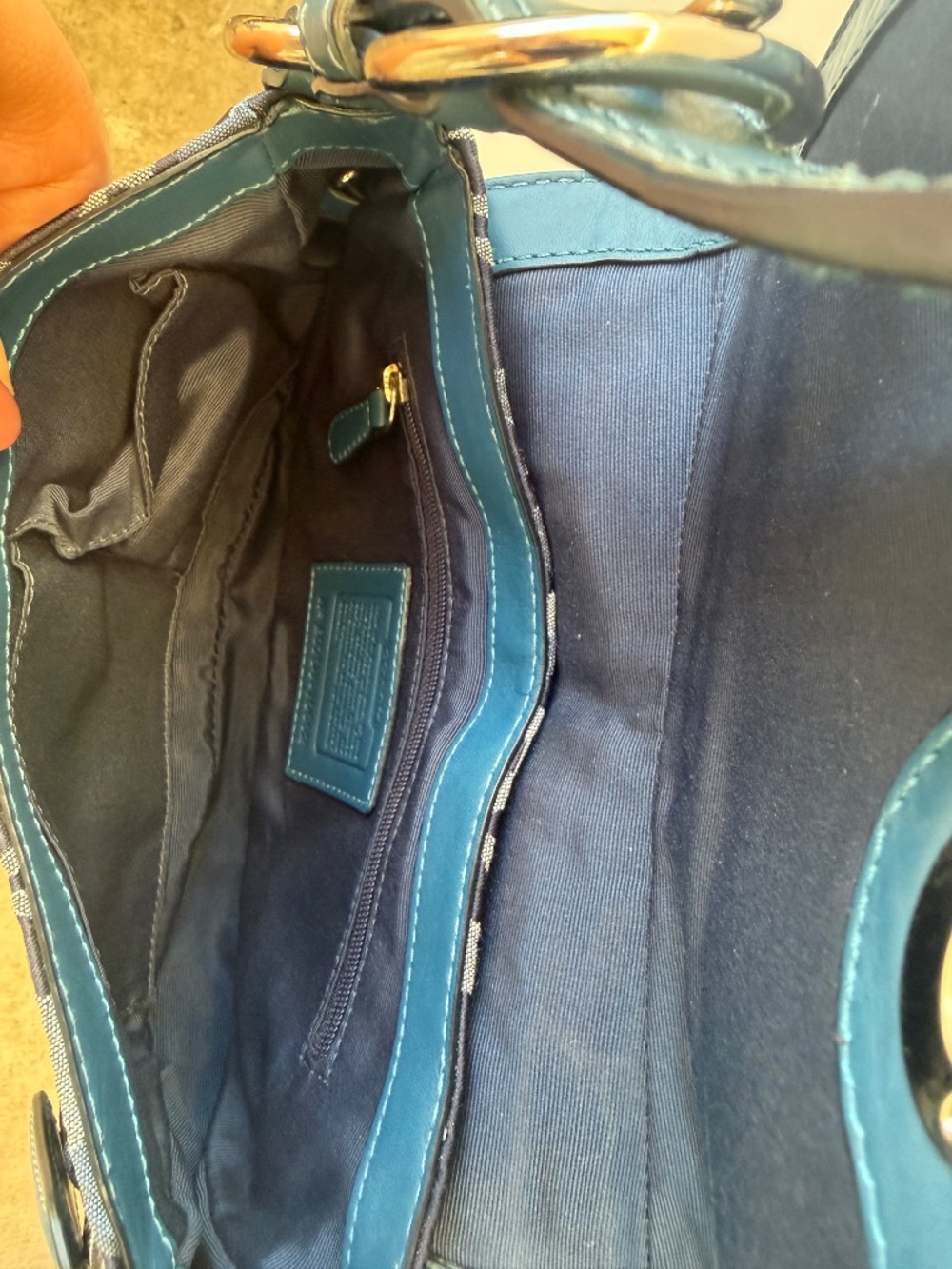 Coach Chelsea (Soho) Signature Optic Flap Bag in Blue/Navy (Style 10992) - Picture 7 of 8